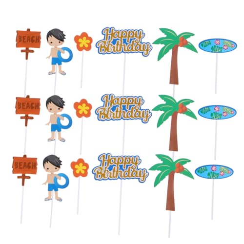 Toyvian 144 Peças Cobertura de cupcake escolhas de cupcake de aniversário decoração de festa luau hi