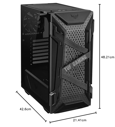 ASUS TUF Gaming GT301 Boîtier PC gaming ATX, panneau avant alvéolé en verre trempé, 3 ventilateurs 120 mm avec RGB adressable et Aura Sync, un ventilateur arrière 120 mm