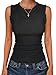ANRABESS Ribbed Tank Tops for Women Crew Neck Ruffle Sweater Vest Cute Sleeveless Shirts 2026 Summer Business Casual Outfits Black Meidum