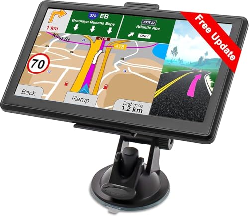 GPS Navigator for Car, Latest 2025 Map, Truck GPS 9 inch Touch Screen, Real Voice Spoken Turn-by-Turn Direction Reminding, Speed and Red Light Warning