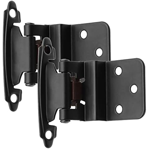 Bisagras de puerta de gabinete empotradas de 3/8 pulgadas, color negro, paquete de 6 pares Cover
