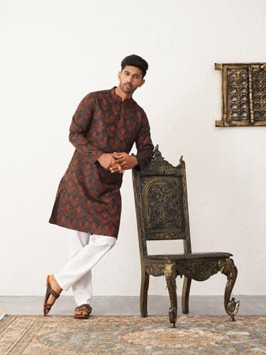 Image of Jompers Men's Silk Blend Straight Fit Straight Kurta Pyjama Set.