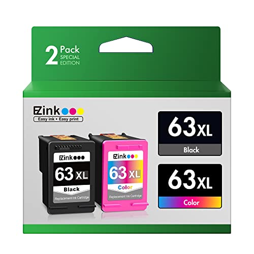 E-Zink (Tm) Remanufactured Ink Cartridge Replacement For Hp 63Xl 63 Xl To Use With Officejet 3830 5255 4650 3833 Envy 4520 Deskjet 1112 3637 3630 3634 Printer (1 Black, 1 Tri-Color) #TOP23