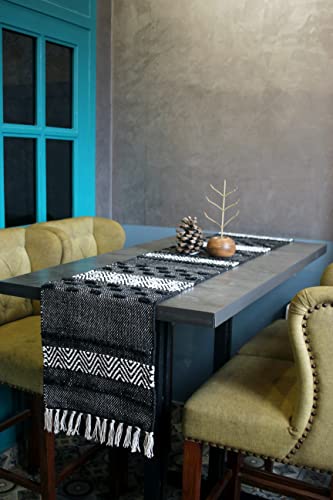Image of Premium Boho Cotton Table Runner for 4 6 Seater Dining Table |Center Table |Coffee Table|Dining Table|Eating Area|Table Decor(14*72 INCHES)|Black B| SZPR 044