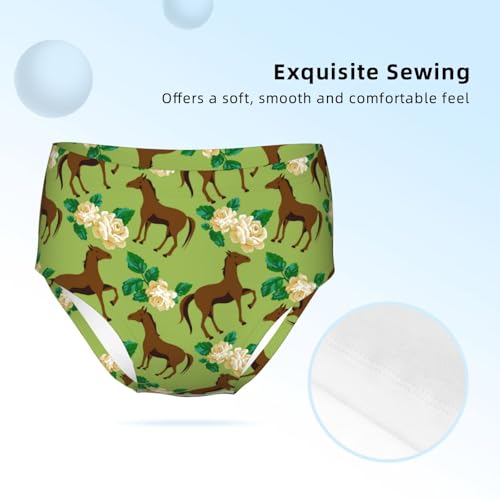 Horse And Pretty Roses Girls' Underwear Soft Cotton Little Girls Panties Comfort Briefs3