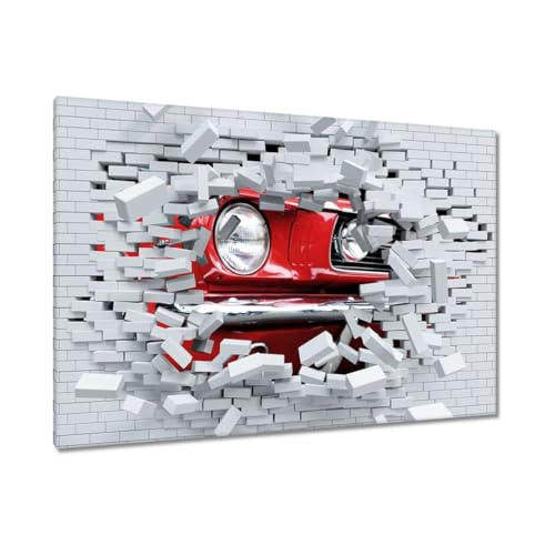 Voiture de sport rouge peinture imprimée sur toile grande décoration murale 120 x 80 cm