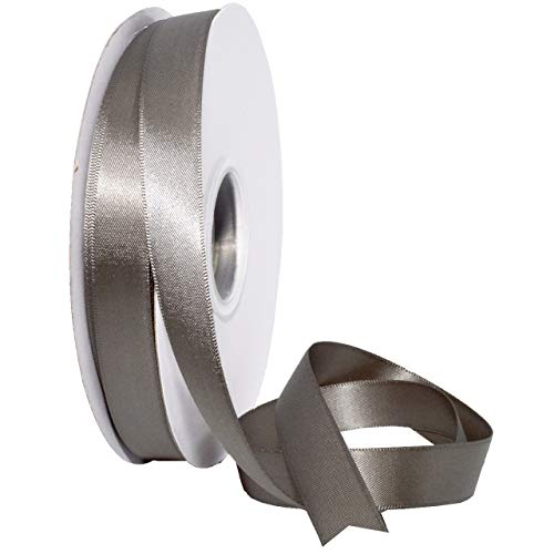 Image of Morex Ribbon 08816 /50-017 Double Face Satin Ribbon, 3 /8 inchx 50 Yd, Metal Grey