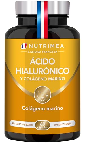 Ácido Hialurónico - Con Colágeno Marino - 100 Puro - Rico En Vitaminas A Y C - Antiarrugas, Hidratación Piel - Huesos Y Articulaciones - Actúa En Profundidad - 60 Cápsulas Veganas - Nutrimea