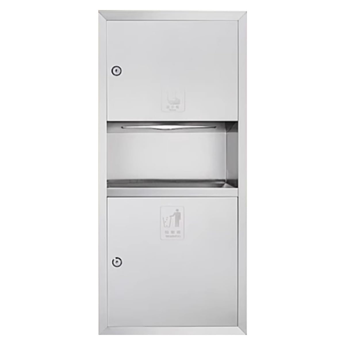 Dispenser di carta da incasso con bidone della spazzatura, in acciaio inox, dispenser da cucina per ristoranti, uffici, uso domestico, design durevole e salvaspazio