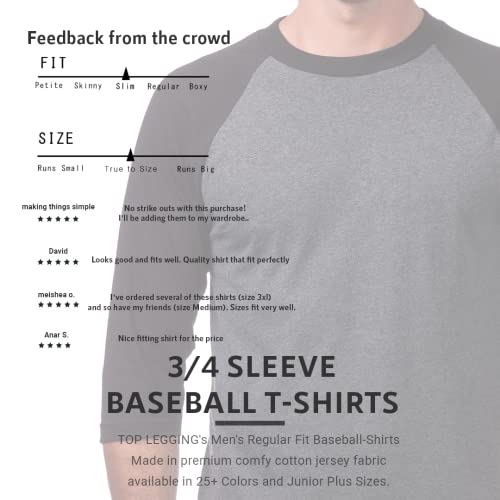 Top Legging Men's 4 Pack Regular Fit 3/4 Sleeve Baseball T-Shirt -Cotton Raglan Jersey S-5Xl Ltgnav_Ltgbur_Whbur_Charblk X-Large #TOP4