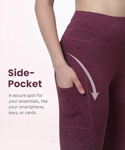 Image of Glamoras Women Polyester Spandex High Waist Gym Legging with Side Pocket, 4-Way Stretch, Squat-Proof, Moisture-Wicking Yoga Pants, Workout Tights for Running, Gym, Fitness, Training, Yoga & Activewear