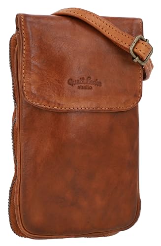 Gusti Umhängetasche Leder- Estera Damen Handtasche Handytasche Ledertasche Vintage Braun Leder