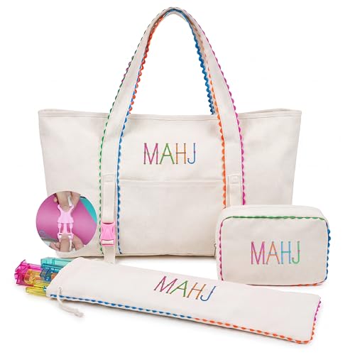Set 3 Piezas Bolsa Mahjong para Fichas Americanas