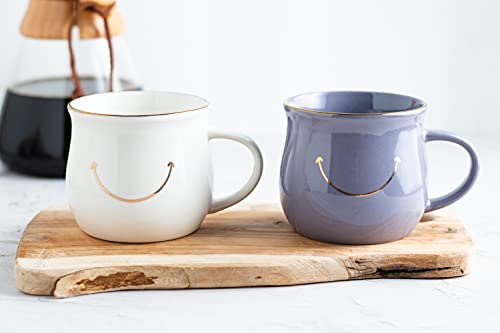 Taza de Cerámica con Cara Sonriente y Detalles Dorados 13 Oz miniatura 5