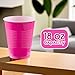 Amscan Bright Pink Plastic Cups - 18 oz. (Pack of 50) - Elegant Disposable Cups, Perfect Party Supplies for Themed Parties, Weddings or Everyday Use