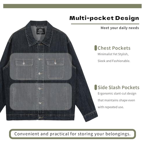 Image of Denim Jacket Men Vintage Autumn and Winter Tops Mens Denim Trucker Jacket