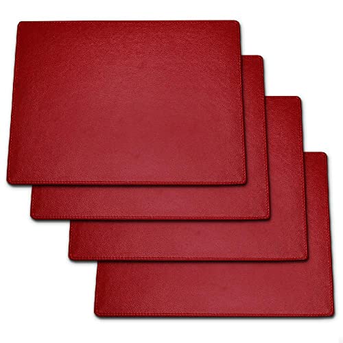 Faux Leather Placemats for Dinner Table Pack of 4 (Red), 29x21 cm