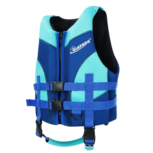 Swim Vest for Kids, Children Float Jacket Vest with Crotch Strap Summer Water Sport Assistance Buoyancy Swim Trainer Vest Float Jacket Swimwear for Boys Girls Toddler(Cyan, M)