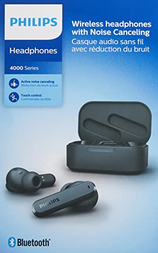 Philips T4506 True Wireless Headphones With Active Noise Canceling (Anc), Up To 24 Hours Playtime, Bluetooth, Awareness Mode, Ipx4 Water Resistant, Usb-C Charging Case, Tat4506Bk, Black #TOP1