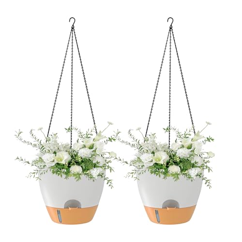 Vasi con di Autoinnaffiatura per Piante,Con Serbatoio Decor Per Esterno,2 Pezzi Vasi da Fiori da Interno | Per Esterno Parete Giardino Patio Portico Giardino Posteriore Soggiorno Camera Da Casa