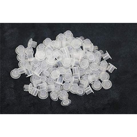 Needlehouse 1000pcs (10 * 8mm) Tattoo Ink Caps Professional Tattoo Ink Cups With Base, Caps Plastic Transparent Pigment Cups Caps Tattoo Supplies (10 * 8mm) Cover