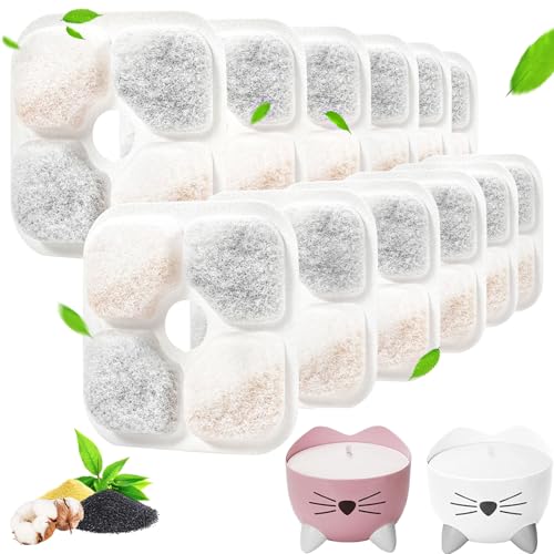 Lot de 12 filtres pour fontaine à eau pour chat compatibles avec la fontaine à boire Catit PIXI, filtre de remplacement pour fontaine pour animaux de...