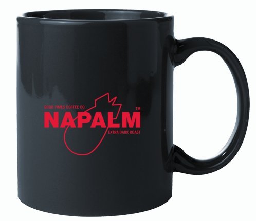 Napalm Coffee Gift Set Extra Dark Roast Premium Arabica Whole Bean 12 Ounce Bag & One Ceramic Coffee Mug #TOP4