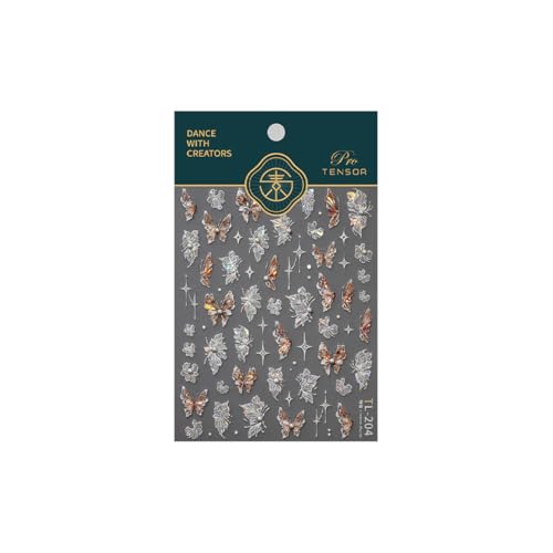 Image of Butterfly Nail Stickers Flower Nail Art Decals with Pearl Design Floral Nails Stickers 5D Embossed Self Adhesive White Brown Nails Charms for Women Girls Manicure DIY Supply Decoration