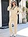 Totatuit Women 2 Piece Outfits Airport Travel Vacation Sweatsuits Wide Leg Pants Lounge Set 2025 Fashion Clothes Apricot Large