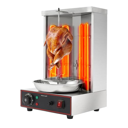 JJsdwin Döner Shawarma Kebab Maschine, Dönergrill Gyrosgrill mit Heizungsrohre, Elektrisch Vertikaler für Restaurants und Kantinen, 220V Drehzahl 6rpm