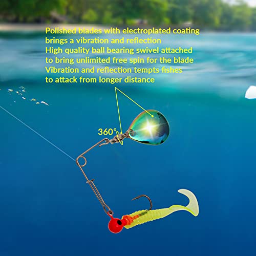 QualyQualy Lâminas giratórias para iscas de pesca Colorado e Willow Blades Fishing Tail Spinner, lâm