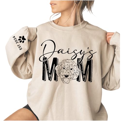 GodLover Luxury Personalized Dog Photo Unisex Sweatshirt Hoodie, Custom Pet's Mom Outline Photo, Dog Mom Dog Dad Sweatshirt, Dog Mom Gifts, Pet Lover Gifts, Gift for Dog Owners