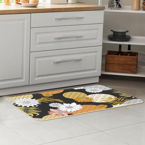 Alfombrillas de cocina VAPOKF doradas y plateadas lavables pack de 2 7