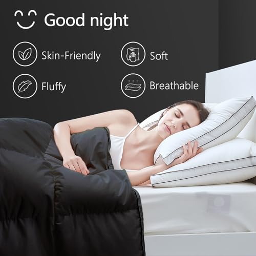Image of TEXARTIST Premium 2100 Series Twin Comforter All Season Breathable Black Comforter Soft 4D Spiral Fiber Quilted Down Alternative Duvet with Corner Tabs Luxury Hotel Style (64 inchx88 inch)