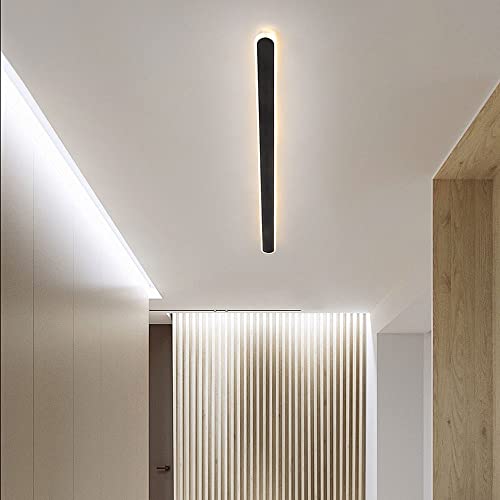 Applique da parete moderna e minimalista a LED dorata, lampada lineare nera a incasso per ambienti interni, design a strisce lunghe per esposizione e atmosfera eleganti, 80 cm, scuro