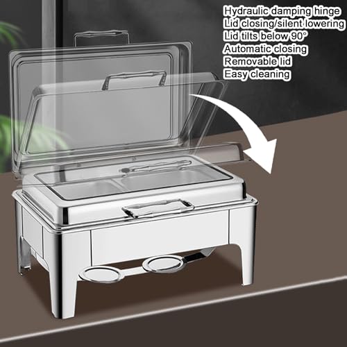 Set di scaldavivande in acciaio inox per servire, vassoi per buffet per eventi e ristoranti, ideali per condimenti e esposizione di cibo