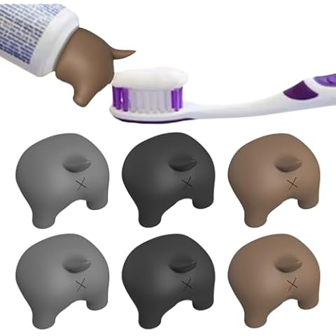 SHANPIN Self-Closing Toothpaste Cap, Toothpaste-Saver Silicone Cap with Self-Sealing Tip - Stylish See-Through Design, Fun Dog Toothpaste Dispenser. (6 Pcs) Cover