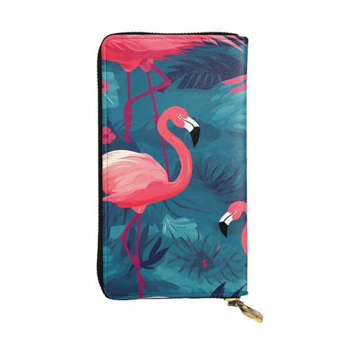 Pink Flamingo Prints Leather Long Clutch Wallet for Fashionable Girls and Women - Durable, Stylish, and Functional, Black, One Size