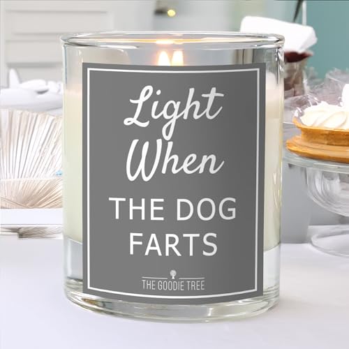 Light When The Dog F@rts, Funny Dog Scented Candle 30cl, Grey, Includes Gift Box - Christmas, Birthday, Mum, Dad, Friend, Soy Blend