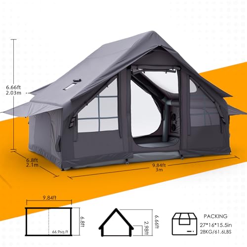 YOYIOTDR Inflatable Camping Tent - Tienda Inflable para Camping 6 Personas Gris miniatura 6