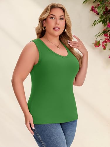 Women's Plus Size Tank Tops Summer Sleeveless V Neck Ribbed Cami Shirt — view 4