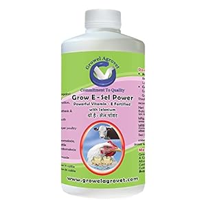 Growel Agrovet Grow E-Sel Power: Vitamin – E With Selenium And Biotin For Poultry, Cattle, Horses, Pigs, Goats, Sheep, Pigeons And Birds, 250 Ml