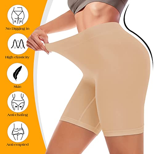 Image of ZENUTA Women 4 Pack Slip Short Under Dresses Underwear, Anti Chafing Seamless Cotton Shorts for Women Boy Shorts