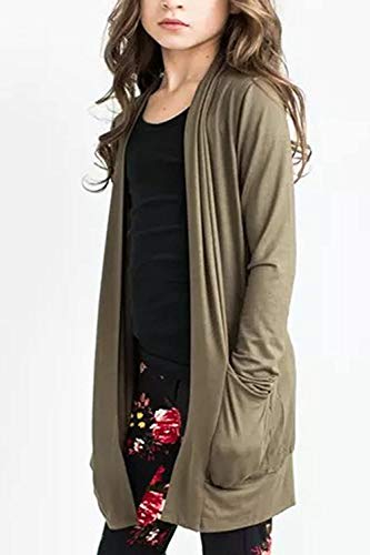 Geckatte Toddler Girls Boyfriend Cardigan Open Front Casual Long Sleeve Outerwear With Pockets #TOP1