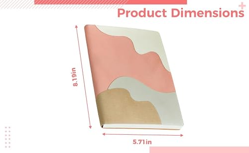 2 Pcs A5 Journal Notebook Set, Wave Design PU Leather Cover, 192 Pages Thick Journal, 100 gsm Paper, Lined Student Notebooks for Office School Writing, 8.2 x 5.7 in Portable Size - Image 3