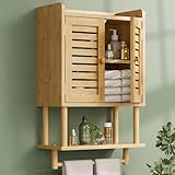 AmazerBath Bathroom Wall Cabinet, Bamboo Over The Toilet Storage Cabinet, Hanging Medicine Cabinets...