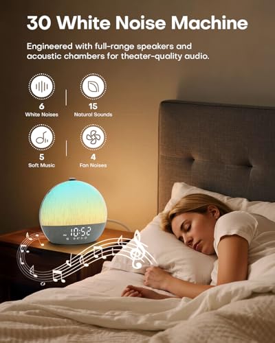 Sunrise Alarm Clock, White Noise Sound Machine, Sunlight Alarm Clocks for Bedrooms, 9 Natural Wake Up RGB Night Light, 30 Soothing Sounds for Heavy Sleepers, Baby, Kids, Adults - Image 4