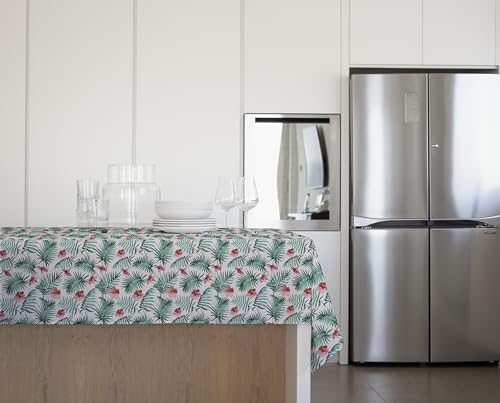 GEMITEX Tovaglia Tradition, Felpata, Cerata, Impermeabile e Antimacchia, Decoro 4145 Orchidea Jungle, Ideale x Tavoli Rettangolari da 6/8 persone, 140 x 180 cm MADE IN ITALY, Rifinita con tagliacuci