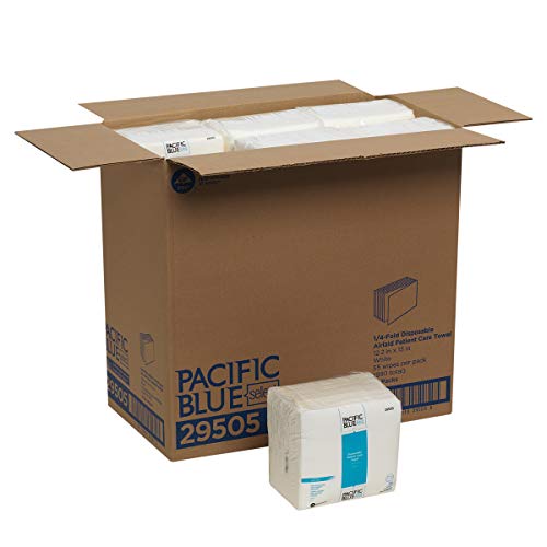 Pacific Blue Select A300 Disposable Patient Care Washcloth by GP PRO (Georgia-Pacific), 29505, 1/4-Fold, White, 55 Cloths Per Pack, 18 Packs Per Case