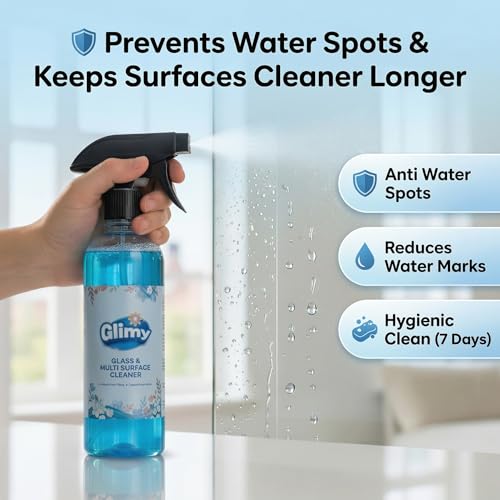 Image of GLIMY Glass & Multi-Surface Cleaner Spray Pack of 2 x 500 ml | Cherry Blossom Fragrance for Fresh & Pleasant | Crystal Clear Finish, Easy Wipe Cleaning, Streak-Free Shine No Smudges | Fast-Dry Formula